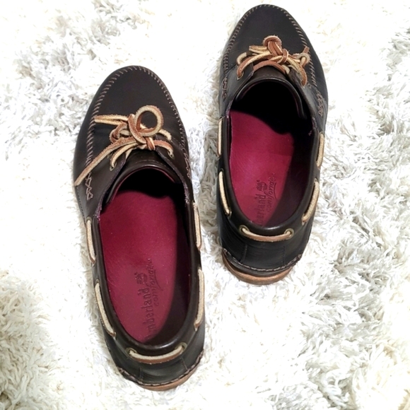 Vintage Timberland Women's Leather Boat  Loafers Shoes Size 8 W - Picture 4 of 12